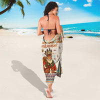 Native American Christmas Sarong with Beige Tribal Pattern Santa Claus and Dreamcatcher Motif - Wonder Print Shop