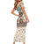 Native American Christmas Short Sleeve Bodycon Dress with Beige Tribal Pattern Santa Claus and Dreamcatcher Motif - Wonder Print Shop