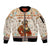 Native American Christmas Sleeve Zip Bomber Jacket with Beige Tribal Pattern Santa Claus and Dreamcatcher Motif - Wonder Print Shop