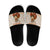 Native American Christmas Slide Sandals with Beige Tribal Pattern Santa Claus and Dreamcatcher Motif - Wonder Print Shop