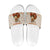 Native American Christmas Slide Sandals with Beige Tribal Pattern Santa Claus and Dreamcatcher Motif - Wonder Print Shop