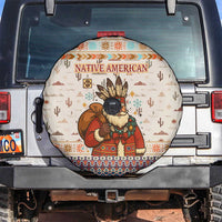 Native American Christmas Spare Tire Cover with Beige Tribal Pattern Santa Claus and Dreamcatcher Motif - Wonder Print Shop