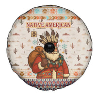 Native American Christmas Spare Tire Cover with Beige Tribal Pattern Santa Claus and Dreamcatcher Motif - Wonder Print Shop