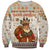 Native American Christmas Sweatshirt with Beige Tribal Pattern Santa Claus and Dreamcatcher Motif - Wonder Print Shop