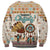 Native American Christmas Sweatshirt with Beige Tribal Pattern Santa Claus and Dreamcatcher Motif - Wonder Print Shop