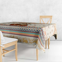Native American Christmas Tablecloth with Beige Tribal Pattern Santa Claus and Dreamcatcher Motif - Wonder Print Shop