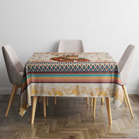 Native American Christmas Tablecloth with Beige Tribal Pattern Santa Claus and Dreamcatcher Motif - Wonder Print Shop