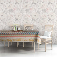 Native American Christmas Tablecloth with Beige Tribal Pattern Santa Claus and Dreamcatcher Motif - Wonder Print Shop