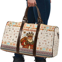Native American Christmas Travel Bag with Beige Tribal Pattern Santa Claus and Dreamcatcher Motif - Wonder Print Shop