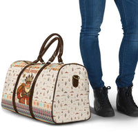 Native American Christmas Travel Bag with Beige Tribal Pattern Santa Claus and Dreamcatcher Motif - Wonder Print Shop