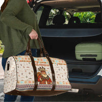 Native American Christmas Travel Bag with Beige Tribal Pattern Santa Claus and Dreamcatcher Motif - Wonder Print Shop