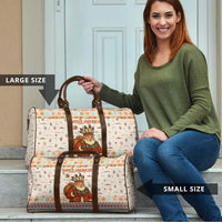 Native American Christmas Travel Bag with Beige Tribal Pattern Santa Claus and Dreamcatcher Motif - Wonder Print Shop