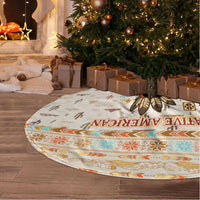 Native American Christmas Tree Skirt with Beige Tribal Pattern Santa Claus and Dreamcatcher Motif - Wonder Print Shop