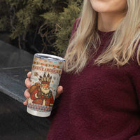 Native American Christmas Tumbler Cup with Beige Tribal Pattern Santa Claus and Dreamcatcher Motif - Wonder Print Shop