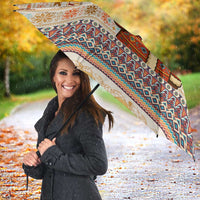 Native American Christmas Umbrella with Beige Tribal Pattern Santa Claus and Dreamcatcher Motif - Wonder Print Shop