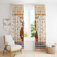 Native American Christmas Window Curtain with Beige Tribal Pattern Santa Claus and Dreamcatcher Motif - Wonder Print Shop