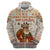 Native American Christmas Zip Hoodie with Beige Tribal Pattern Santa Claus and Dreamcatcher Motif - Wonder Print Shop