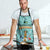 Bahamas Christmas Apron with Teal Palm Pattern Carnival Santa and National Emblem Motif - Wonder Print Shop