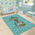Bahamas Christmas Area Rug with Teal Palm Pattern Carnival Santa and National Emblem Motif - Wonder Print Shop