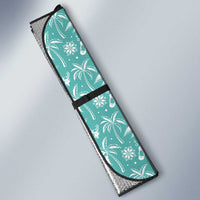 Bahamas Christmas Auto Sun Shade with Teal Palm Pattern Carnival Santa and National Emblem Motif - Wonder Print Shop