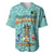 Bahamas Christmas Baseball Jersey with Teal Palm Pattern Carnival Santa and National Emblem Motif - Wonder Print Shop