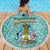 Bahamas Christmas Beach Blanket with Teal Palm Pattern Carnival Santa and National Emblem Motif - Wonder Print Shop