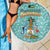 Bahamas Christmas Beach Blanket with Teal Palm Pattern Carnival Santa and National Emblem Motif - Wonder Print Shop