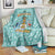 Bahamas Christmas Blanket with Teal Palm Pattern Carnival Santa and National Emblem Motif - Wonder Print Shop