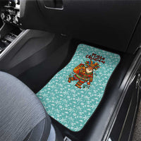 Bahamas Christmas Car Mats with Teal Palm Pattern Carnival Santa and National Emblem Motif - Wonder Print Shop