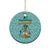 Bahamas Christmas Ceramic Ornament with Teal Palm Pattern Carnival Santa and National Emblem Motif - Wonder Print Shop