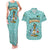 Bahamas Christmas Couples Matching Tank Maxi Dress and Hawaiian Shirt with Teal Palm Pattern Carnival Santa and National Emblem Motif - Wonder Print Shop
