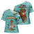 Bahamas Christmas Cross Shoulder Shirt with Teal Palm Pattern Carnival Santa and National Emblem Motif - Wonder Print Shop