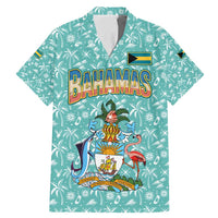 Bahamas Christmas Family Matching Mermaid Dress and Hawaiian Shirt with Teal Palm Pattern Carnival Santa and National Emblem Motif - Wonder Print Shop