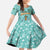 Bahamas Christmas Family Matching Off Shoulder Maxi Dress and Hawaiian Shirt with Teal Palm Pattern Carnival Santa and National Emblem Motif - Wonder Print Shop