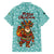 Bahamas Christmas Family Matching Off Shoulder Maxi Dress and Hawaiian Shirt with Teal Palm Pattern Carnival Santa and National Emblem Motif - Wonder Print Shop