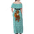 Bahamas Christmas Family Matching Off Shoulder Maxi Dress and Hawaiian Shirt with Teal Palm Pattern Carnival Santa and National Emblem Motif - Wonder Print Shop