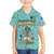 Bahamas Christmas Family Matching Off Shoulder Maxi Dress and Hawaiian Shirt with Teal Palm Pattern Carnival Santa and National Emblem Motif - Wonder Print Shop