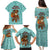 Bahamas Christmas Family Matching Puletasi and Hawaiian Shirt with Teal Palm Pattern Carnival Santa and National Emblem Motif - Wonder Print Shop