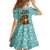 Bahamas Christmas Family Matching Summer Maxi Dress and Hawaiian Shirt with Teal Palm Pattern Carnival Santa and National Emblem Motif - Wonder Print Shop