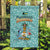 Bahamas Christmas Garden Flag with Teal Palm Pattern Carnival Santa and National Emblem Motif - Wonder Print Shop