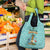 Bahamas Christmas Grocery Bag with Teal Palm Pattern Carnival Santa and National Emblem Motif - Wonder Print Shop