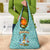 Bahamas Christmas Grocery Bag with Teal Palm Pattern Carnival Santa and National Emblem Motif - Wonder Print Shop
