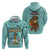 Bahamas Christmas Hoodie with Teal Palm Pattern Carnival Santa and National Emblem Motif - Wonder Print Shop