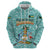 Bahamas Christmas Hoodie with Teal Palm Pattern Carnival Santa and National Emblem Motif - Wonder Print Shop