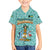 Bahamas Christmas Kid Hawaiian Shirt with Teal Palm Pattern Carnival Santa and National Emblem Motif - Wonder Print Shop