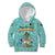 Bahamas Christmas Kid Hoodie with Teal Palm Pattern Carnival Santa and National Emblem Motif - Wonder Print Shop