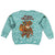 Bahamas Christmas Kid Ugly Christmas Sweater with Teal Palm Pattern Carnival Santa and National Emblem Motif - Wonder Print Shop