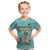 Bahamas Christmas Kid T Shirt with Teal Palm Pattern Carnival Santa and National Emblem Motif - Wonder Print Shop