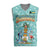 Bahamas Christmas Knitted V-Neck Vest with Teal Palm Pattern Carnival Santa and National Emblem Motif - Wonder Print Shop