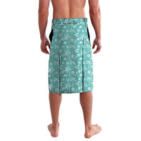 Bahamas Christmas Lavalava with Teal Palm Pattern Carnival Santa and National Emblem Motif - Wonder Print Shop